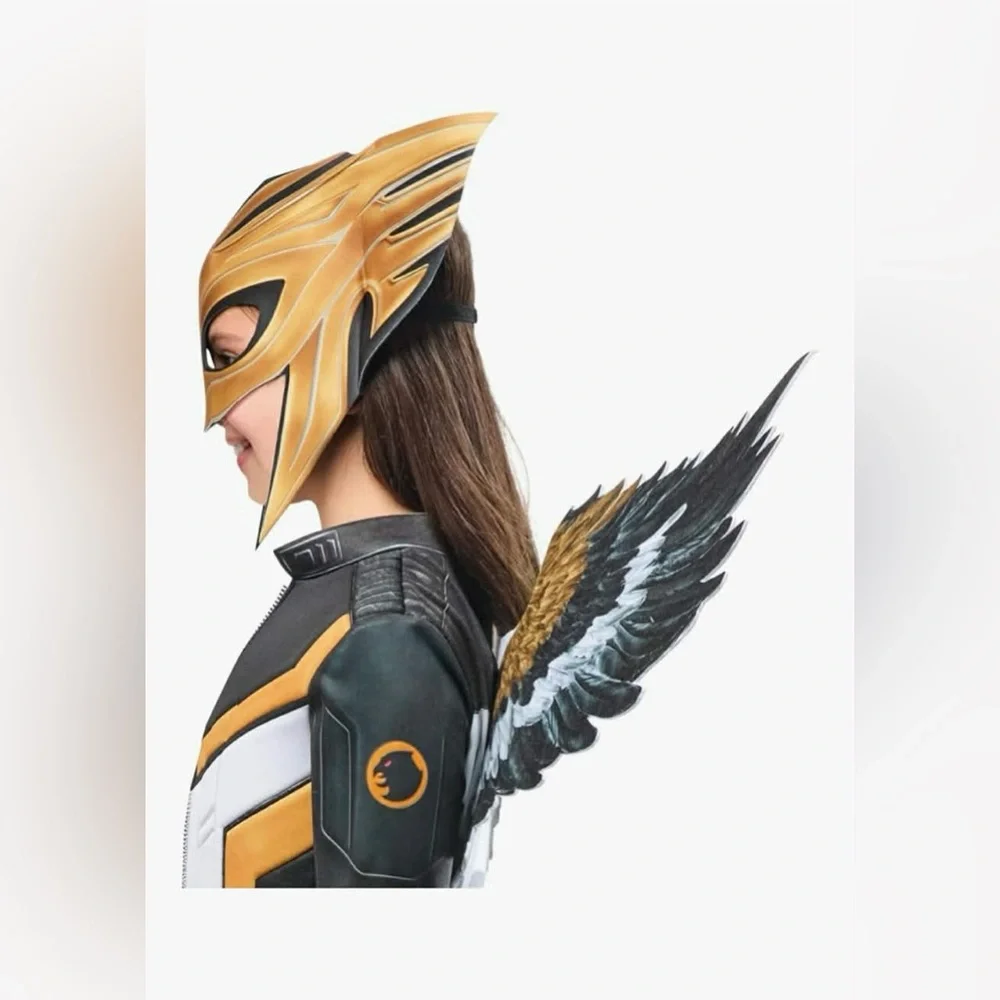 NWT Rubie's Kids Hawk Girl Superhero Costume - Black, White & Gold Size M 7-8